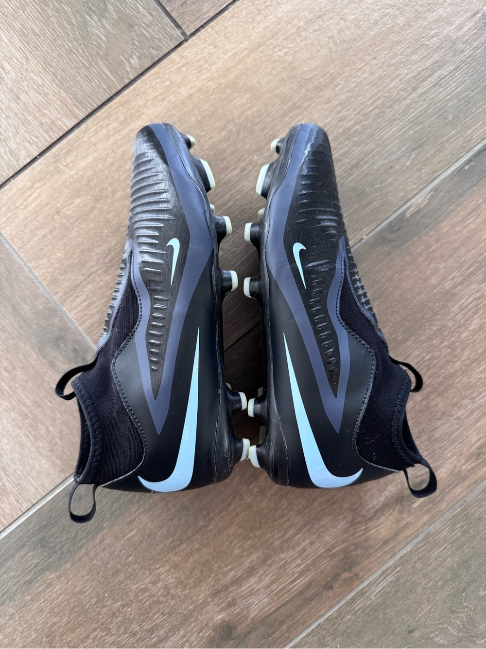 Nike Black with Light Blue Phantom Soccer Cleats size 4.5Y